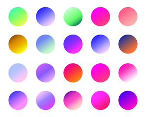 Set of round Vector Gradient. Multicolor Sphere. Modern abstract background texture. Template for design. Isolated objects