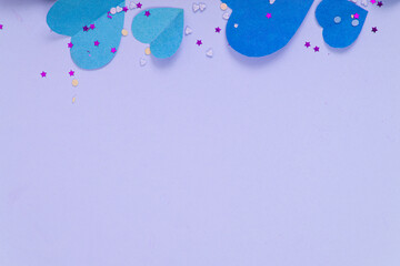 Abstract Background with Paper Hearts, confetti for Valentine`s Day. Love and Feeling Background for poster, banner, post, card Studio Photo