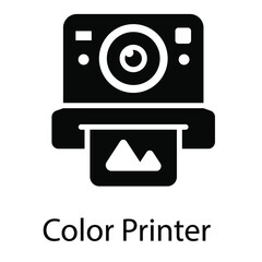 color printer glyph icon , photography and digital art flat vector design