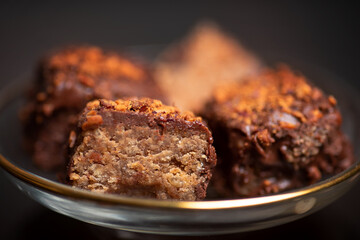 Homemade chocolate cakes with almonds