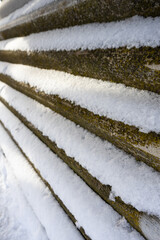 Snow lines covering the mossy slate