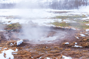 Valley of Geysers Haukadalur in the south of Iceland.