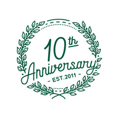 10 years anniversary logo collection. 10th years anniversary celebration hand drawn logotype. Vector and illustration.