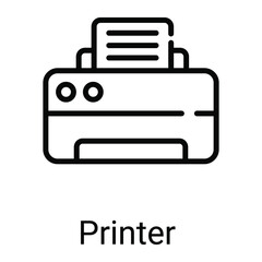 printer line icon isolated on white background