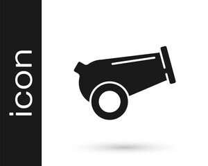 Black Cannon icon isolated on white background. Medieval weapons. Vector.
