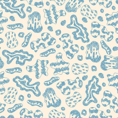 Stains Seamless Pattern. Hand Drawn Doodle Spots - Blue pink Vector illustration
