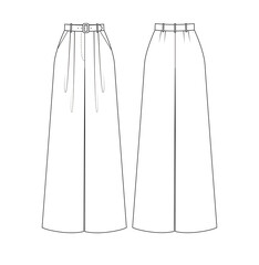 Fashion technical drawing of palazzo trousers.