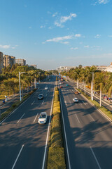 View from above of traffic in street of Xiamen, China