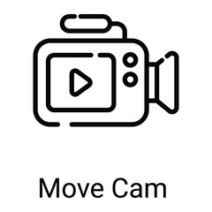 movie camera line icon isolated on white background