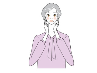 悩む　困る　シニア女性