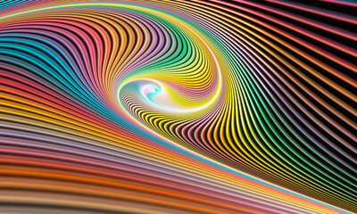 Abstract digital fractal art background.  Computer generated fractal texture with bright colorful lines and spiral.