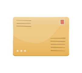 Vector illustration of a letter in a paper envelope. Mail delivery.