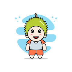 Cute kids character wearing durian costume.