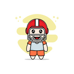 Cute kids character design wearing american football helmet costume.