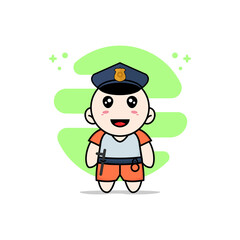 Cute kids character wearing police costume.