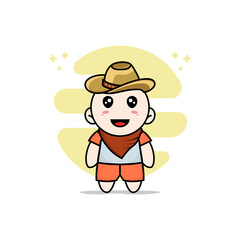 Cute kids character wearing cowboy costume.