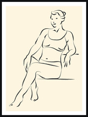 Fototapeta premium Life human sketch. Vector poster. Living room poster, wall decoration poster