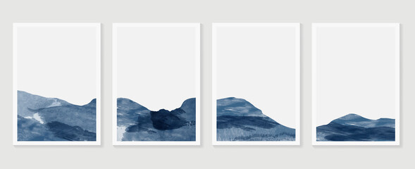 Mountain and landscape wall arts vector. watercolor abstract arts with brush texture design for wall framed prints, canvas prints, poster, home decor, cover, luxury wallpaper. 