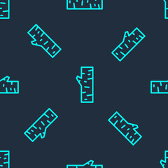 Green line Birch tree icon isolated seamless pattern on blue background. Vector.