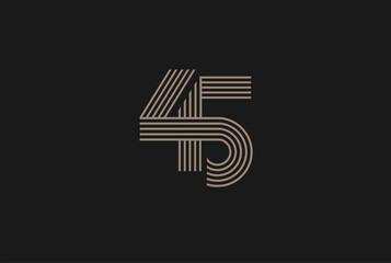 Number 45 Logo, Monogram Number 45 logo multi line style, usable for anniversary and business logos, flat design logo template, vector illustration - obrazy, fototapety, plakaty
