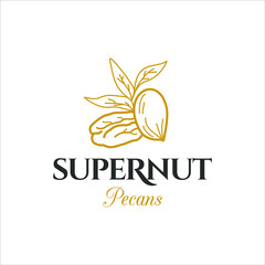 pecan nut logo label emblem graphic design template for food and organic snack idea 