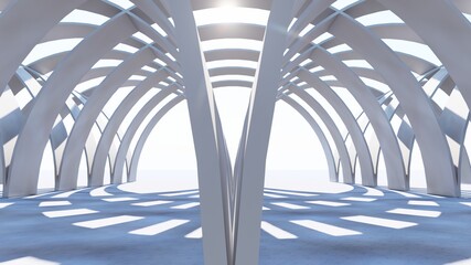 Naklejka premium Abstract architecture background arched interior 3d render