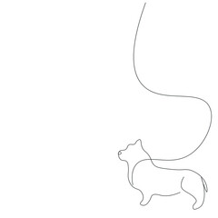 Corgi dog line drawing, vector illustration