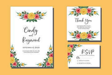 Obraz na płótnie Canvas Wedding invitation frame set, floral watercolor hand drawn Peony Flower design Invitation Card Template