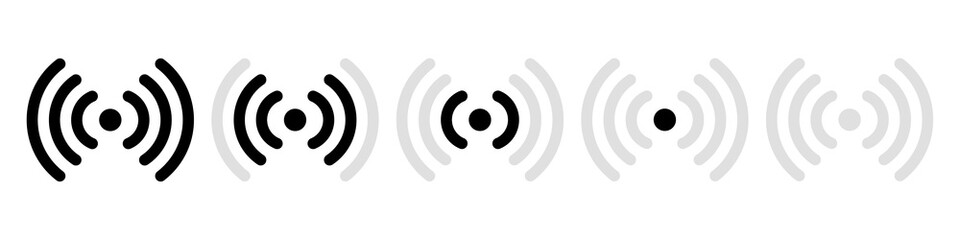 Wireless internet sign vector illustration isolated on white background. Wi-fi signal icon. Communication level. Radio, electronic wave symbol