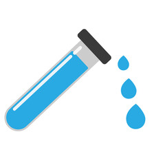 test tube with drop icon on white background. medical and chemical sign. flat style. dripping test tube symbol.