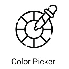 color picker line icon isolated on white background 