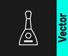 White line Musical instrument balalaika icon isolated on black background. Vector.