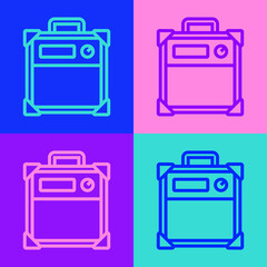 Pop art line Guitar amplifier icon isolated on color background. Musical instrument. Vector.