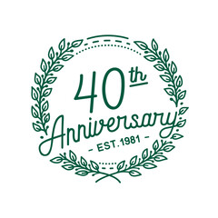 40 years anniversary logo collection. 40th years anniversary celebration hand drawn logotype. Vector and illustration.