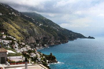 Fototapeta na wymiar Terrace view of the beautiful Amalfi Coast, Campania, Italy