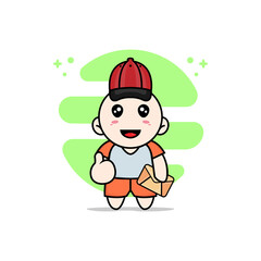 Naklejka premium Cute kids character wearing postman costume.