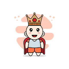 Cute kids character wearing king costume.