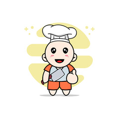 Obraz na płótnie Canvas Cute kids character wearing chef costume.