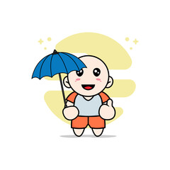 Obraz na płótnie Canvas Cute kids character holding a umbrella.