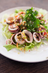 Squid steamed with lime,Thai food , hot and spicy