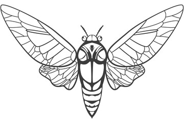 Cicada tattoo vector illustration isolated on a white background.