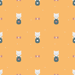 seamless pattern sleeping cat for baby textiles without gradient