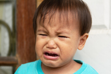 Fototapeta premium Little Boy Crying Because Of The Discipline