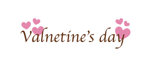 Decorative Valentine' day lettering illustration for web, graphics, card and design. Vector illustration. バレンタインデザイン、バレンタインロゴイラスト、バレンタインテキストイラスト