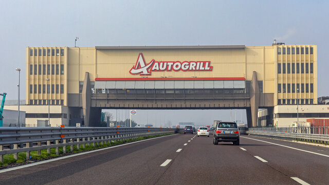 Autogrill Restauran Over Highway in Lombardy Italy