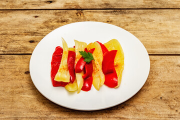 Homemade fermented sweet yellow pepper