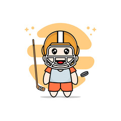 Cute kids character wearing hockey costume.