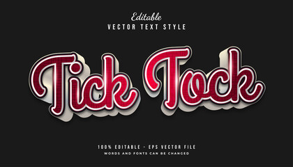 Red and Silver Tick Tock Text Style Effect