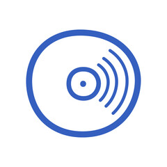 Linear vinyl record icon isolated on white. Vector illustration in doodle style.