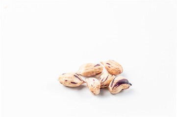 peanut, dried groundnuts, monkey nut on white background